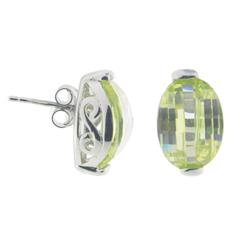 525123 Lime Green Cubic Zirconia Earrings In 925 Sterling Silver