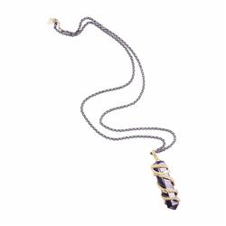 Long Hematite Golden Hydra Snakes Necklace In 18k Gold Plated Brass