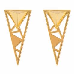 Vol169 18k Gold Plated Brass Geometric Triangle Earring With Jacket