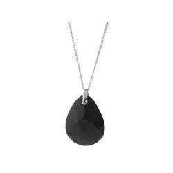 211397b 24 In. Black Crystal Pendant Necklace In Sterling Silver