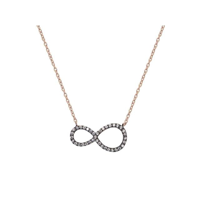 211517b 17.5 In. Rose Gold Sterling Silver Infinity Pendant Necklace With Brilliant Cubic Zirconia Stones