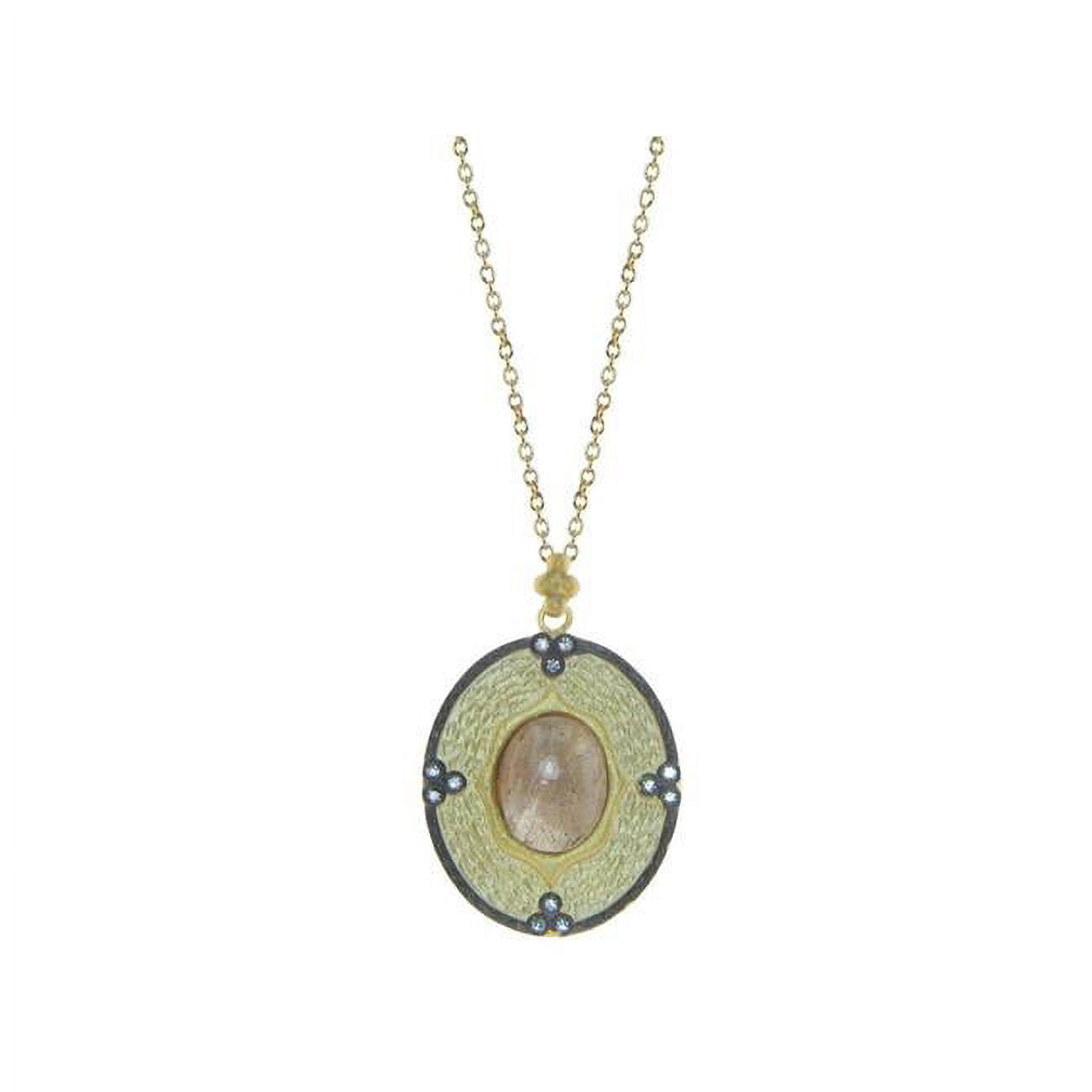 211524 16 In. Athena Labradorite Oval Pendant Necklace In Gold Plated Sterling Silver