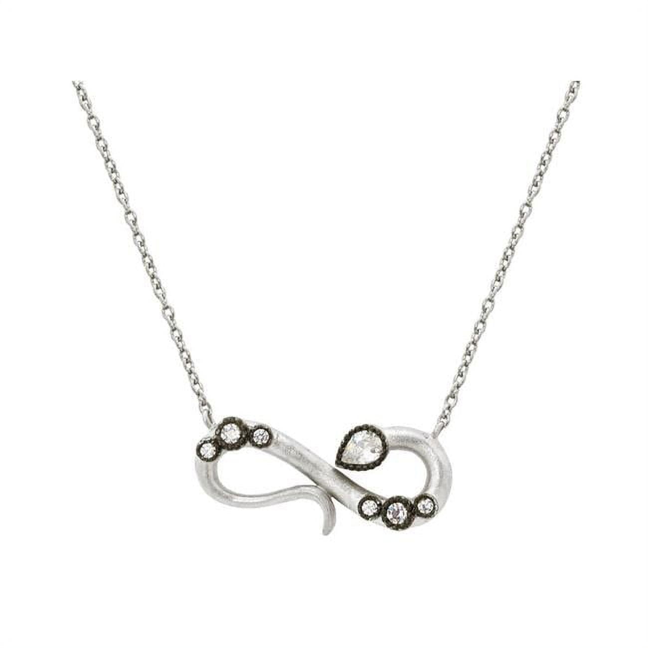 211545 16 In. Cubic Zirconia Snake Infinity Necklace In Matte Sterling Silver