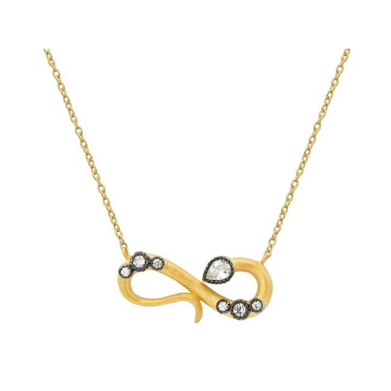 211545g 16 In. Cubic Zirconia Snake Infinity Necklace In Matte Gold Sterling Silver