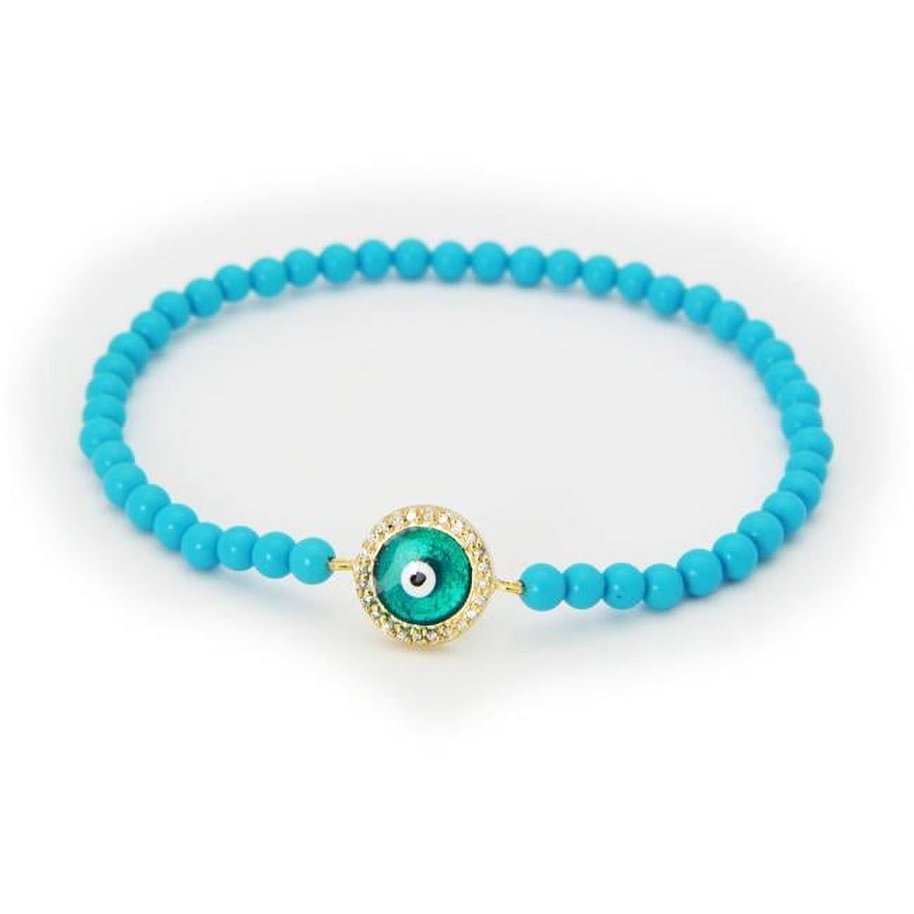 212287t Evil Eye Elastic Bracelet, Turquoise Beads