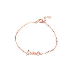 212352p 6 In. Slender Cursive Luck Bracelet In Rose Gold Plated 925 Sterling Silver