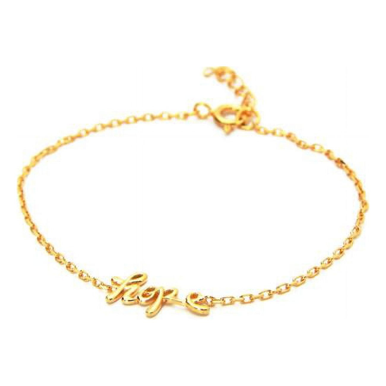 212353g 6 In. 925 Sterling Silver Cursive Hope Charm Bracelet Dipped In Gold