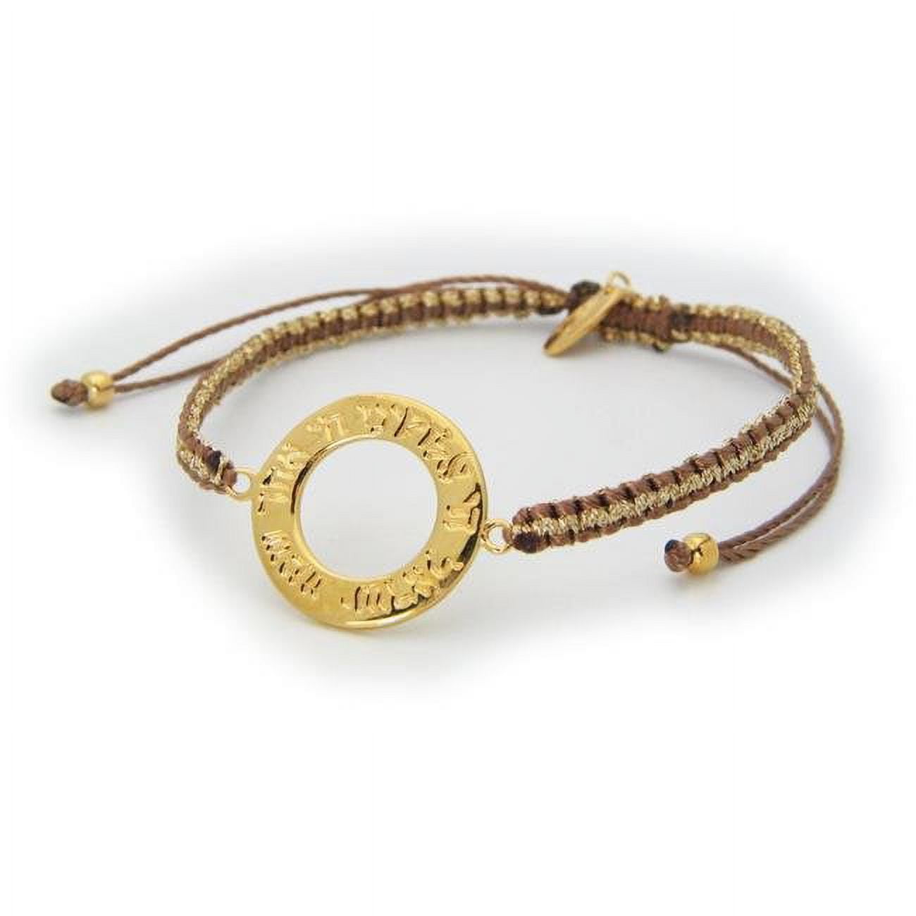 212372c Shema Adjustable Bracelet, Caramel & Metal Cord