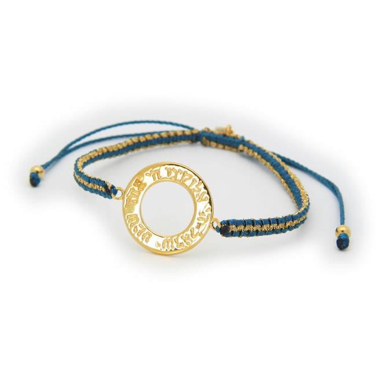 212372n Golden Shema Adjustable Bracelet, Blue & Metal Cord