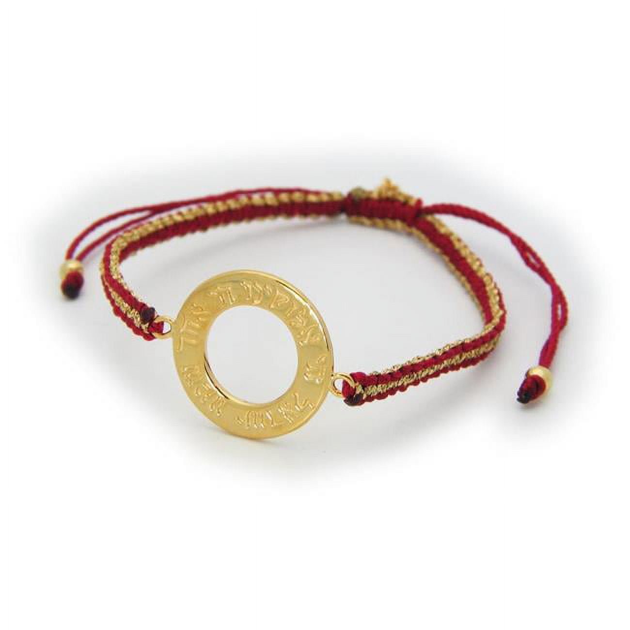 212372r Golden Shema Adjustable Bracelet, Red & Metal Cord