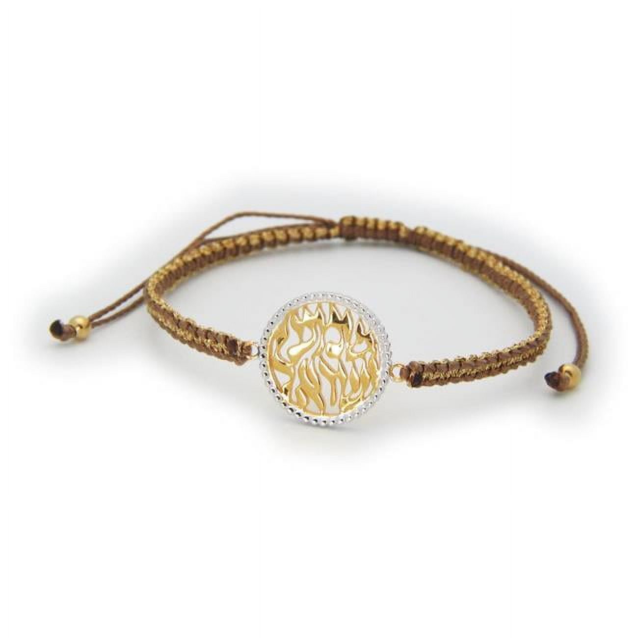 212373b Shema Israel Disc Bracelet, Brown & Gold
