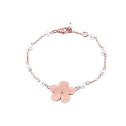 2b2216p 6.5 In. Hammered Rhodium Plated Sterling Silver Flower Of Life & Pearls Chain Bracelet