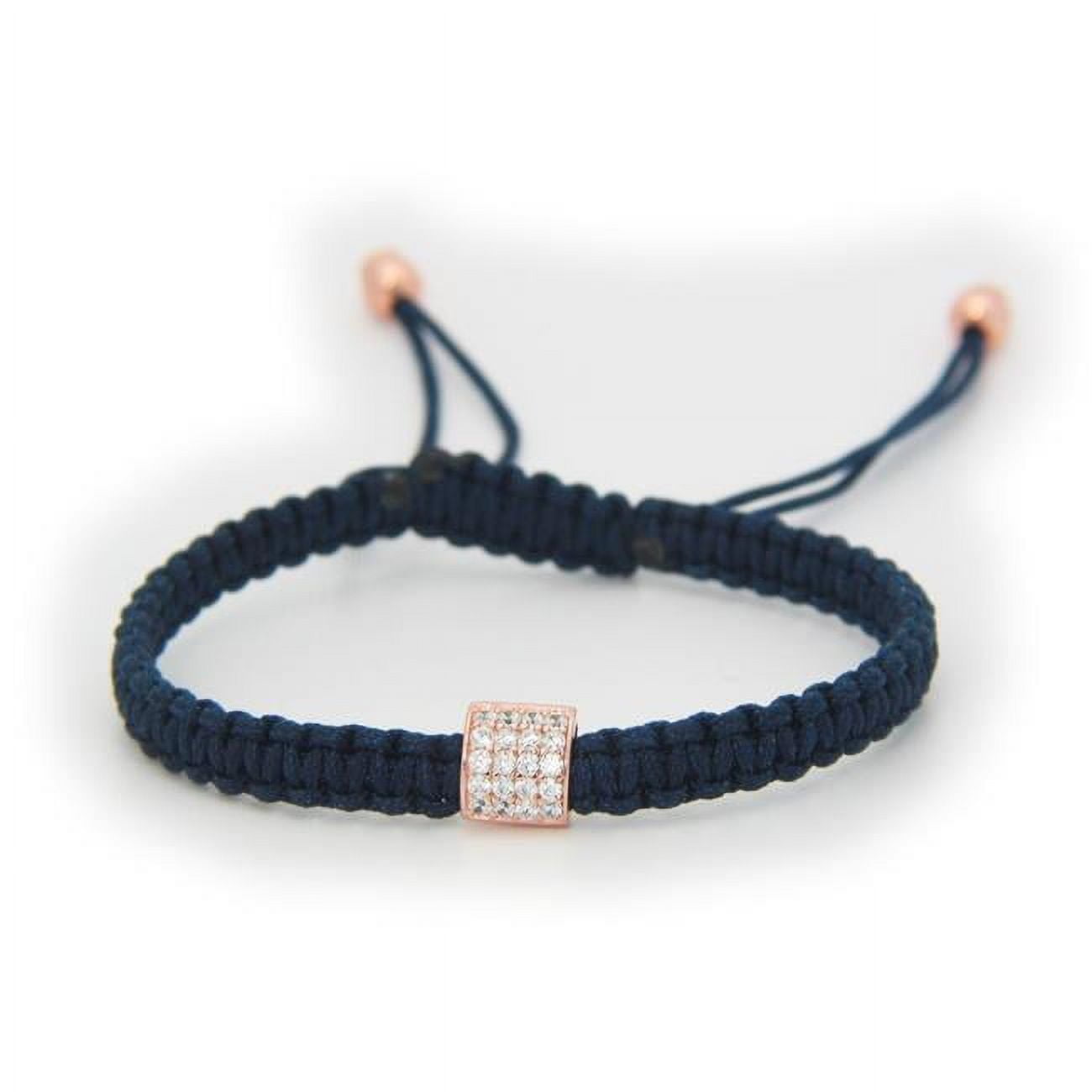 2b2315p Minimalistic Cubic Zirconia Bar Braided Cord Bracelet