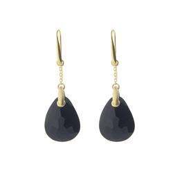 2g5247b 1 In. Vermeil French Hook Drop Earrings, Black Faceted Crystal
