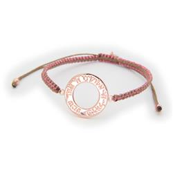 2p2372c Rose Shema Adjustable Bracelet, Caramel & Metal Cord