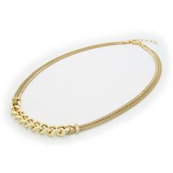 321279g Double Golden Mesh Links Necklace In Sterling Silver