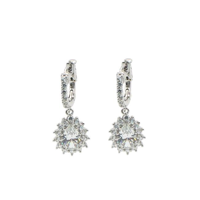 355172c Bridal Cubic Zirconia Huggie Earrings, 925 Sterling Silver