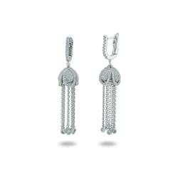 355246 Rhodium Plated Silver Tassel Earrings