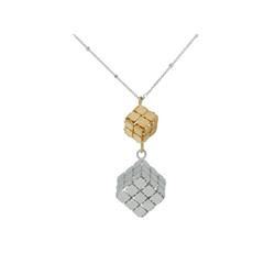 361102 30 In. Two Tone Dangling Cubes Pendant Necklace
