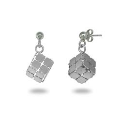 365106s Stars Cube Earrings, Sterling Silver