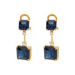 3g5149s Art Deco Silhouette Blue Sapphire Cubic Zirconia Sterling Silver Drop Earrings