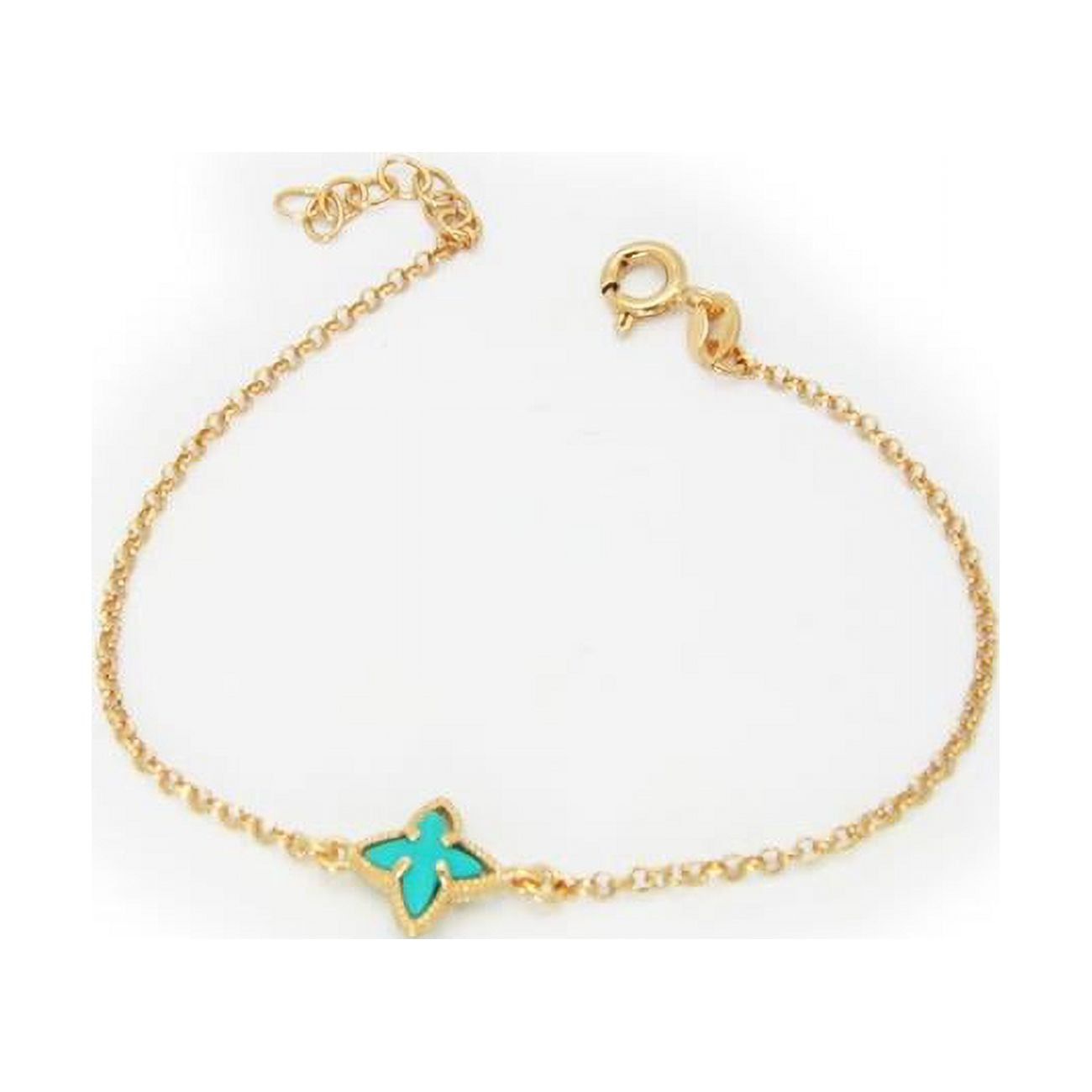 402422t 6.5 In. Ocean Turquoise Flower Crystal Bracelet In 925 Sterling Silver