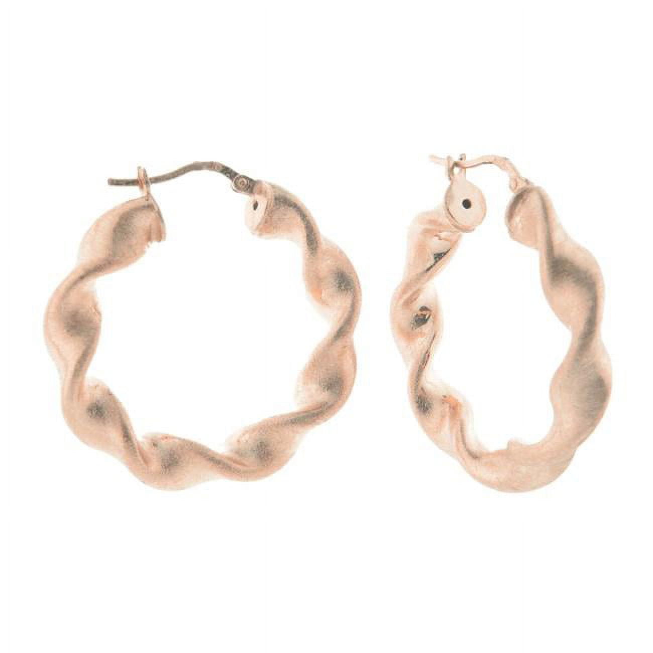 405243p Satin Finish Twisted Hoop Earrings In Rose Gold Sterling Silver