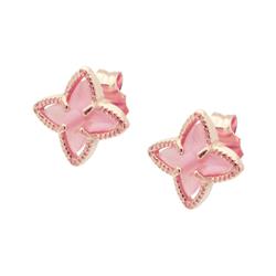 405339p Rose Gold Plated Pink Flower Earrings In Sterling Silver