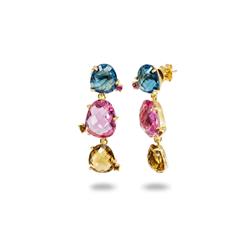 405500g Ruby London Blue & Smoky Cubic Zirconia Stone Earrings In Gold Over Sterling Silver