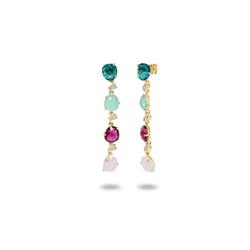 405501g Ruby London Blue Aqua & Rose Cubic Zirconia Stone Earrings In Gold Over Sterling Silver