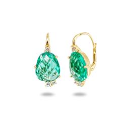 405502c Caribbean Green Cubic Zirconia French Clasp Gold Earrings