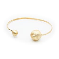 406158 Satin Golden Globes Cuff Bangle In Sterling Silver