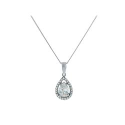 411421 Sterling Silver Antique Marquise Cubic Zirconia Charm Chain Necklace