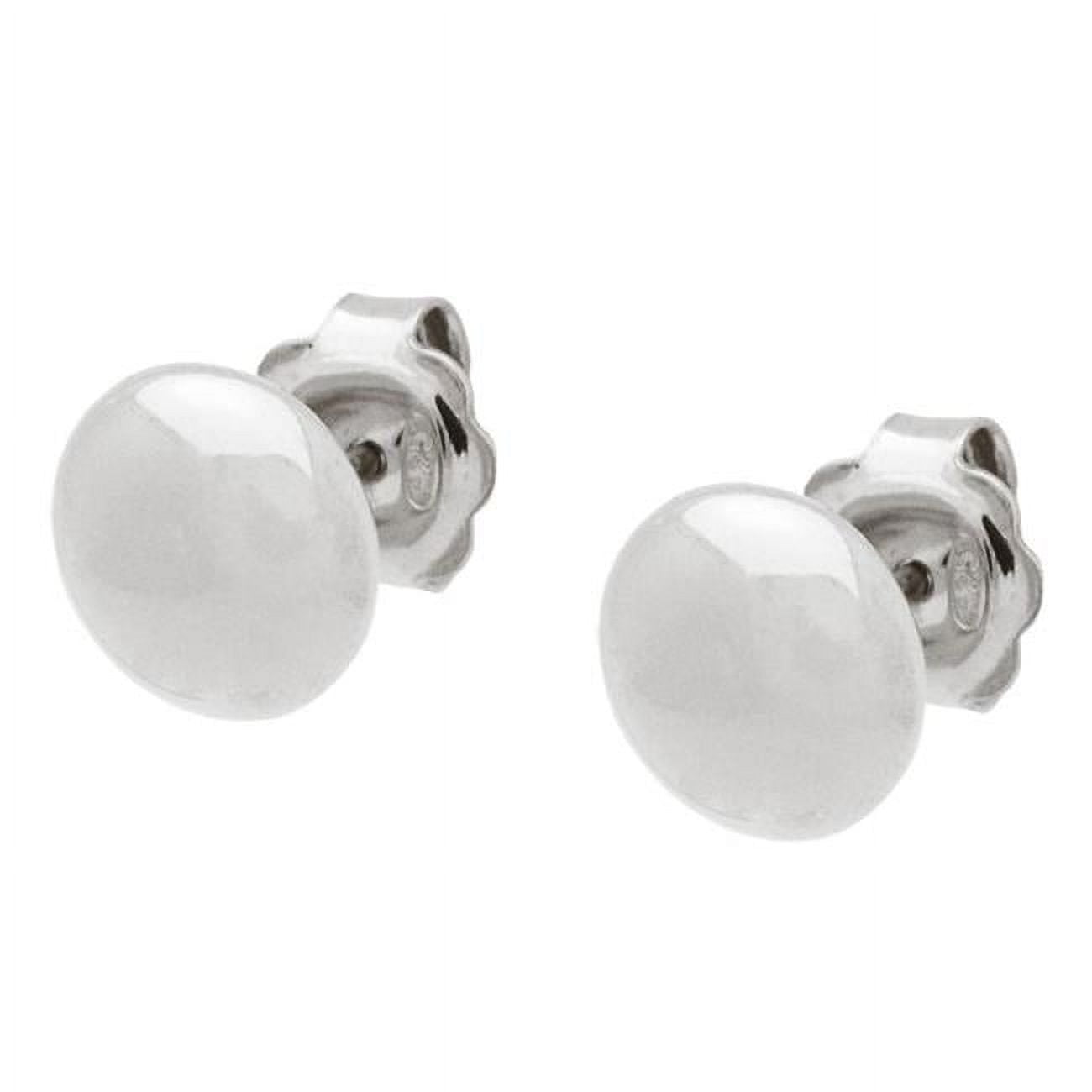 415119 6 Mm Mirror Rhodium Button Stud Earrings In Sterling Silver