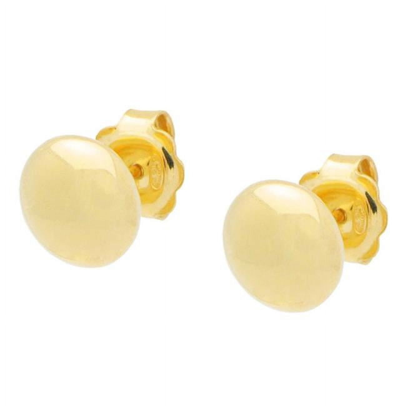 415119g 6 Mm Mirror Gold Button Stud Earrings In Sterling Silver