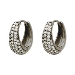 415122b Midnight Black Thick Huggie Hoop Earrings In Sterling Silver