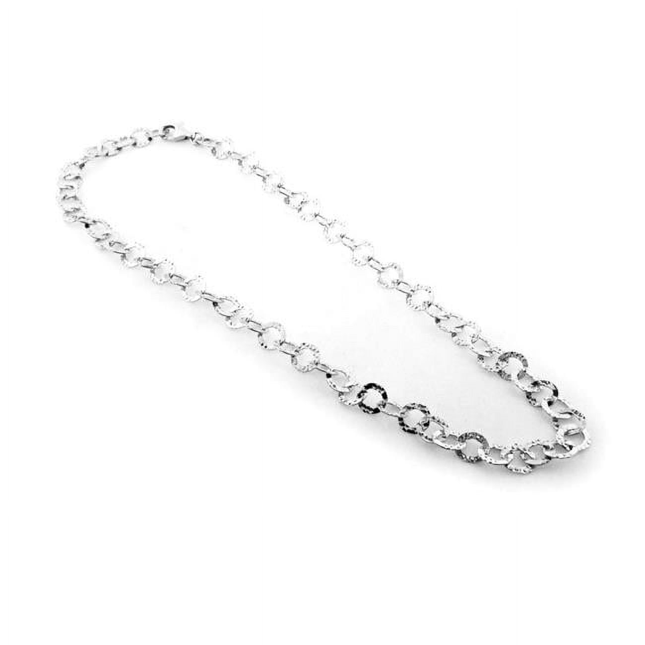 24 In. Hammered Links Necklace In 925 Sterling Silver