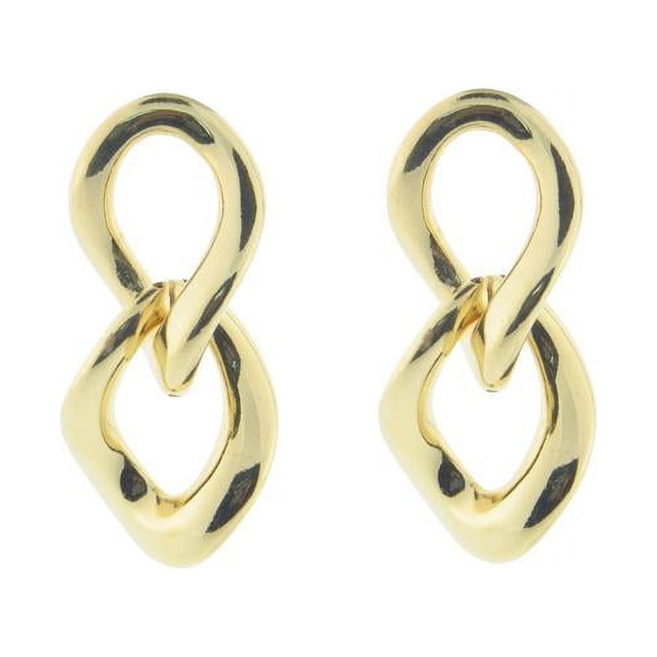 435152d Electroformed Polished Gold Plated Italian Links Earrings For Women