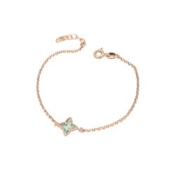 4p2422a 6.5 In. Ocean Green Flower Crystal Bracelet In 925 Rose Sterling Silver