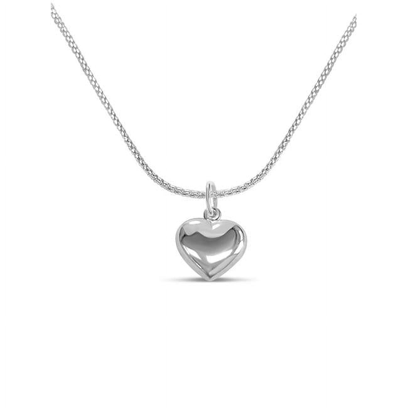 51137 16 In. Miniature Silver Heart Necklace With Superflex Chain