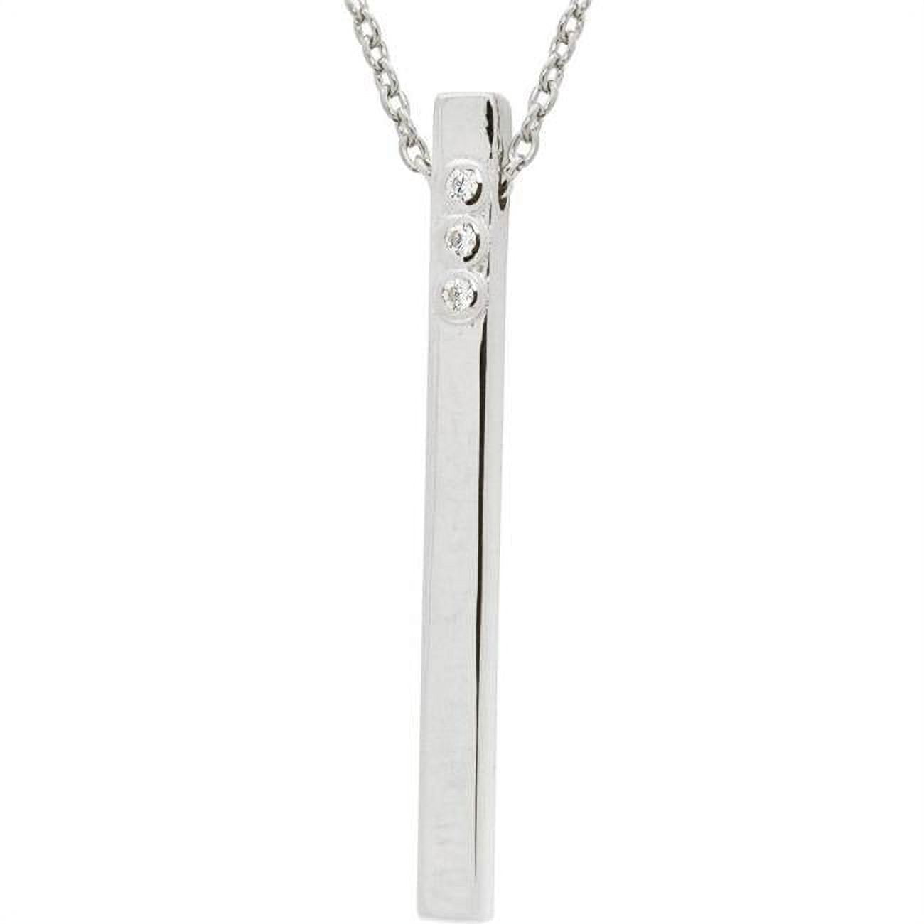 551120 Sterling Silver Lariat Necklace With Sparkling Solid Bar Pendant