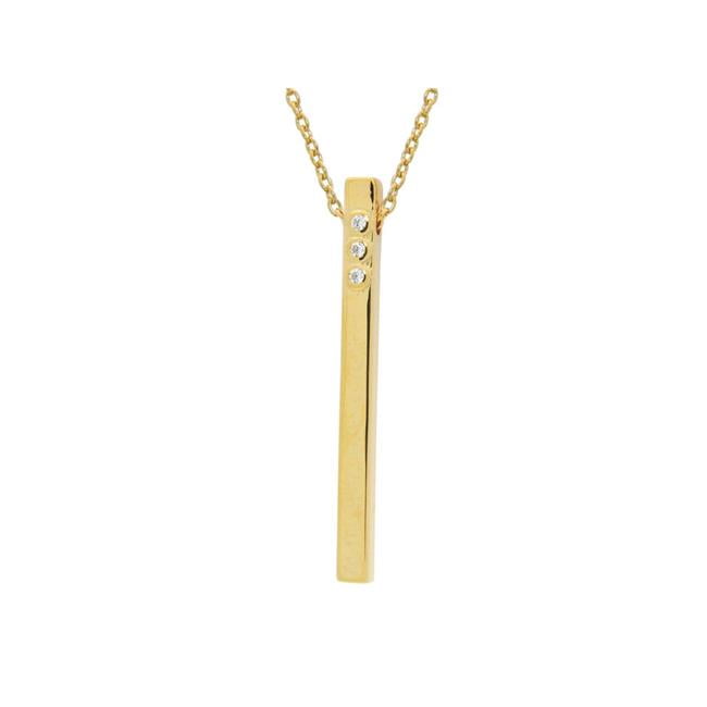551120g 30 In. Sterling Silver Gold Plated Lariat Necklace With Sparkling Solid Bar Pendant