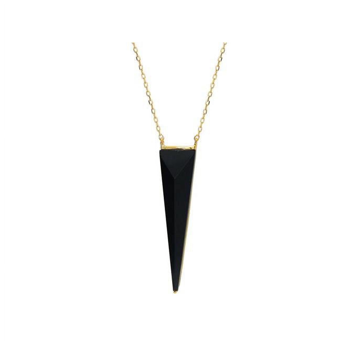 551152 16 In. Black Onyx Pyramid Pendant Necklace In Vermeil