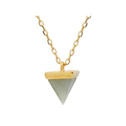 551160 16 - 18 In. Gold Agate Pyramid Pendant Necklace In Sterling Silver