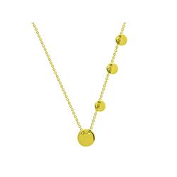 551170g 16 In. Engravable Sliding Gold Discs Necklace In Sterling Silver