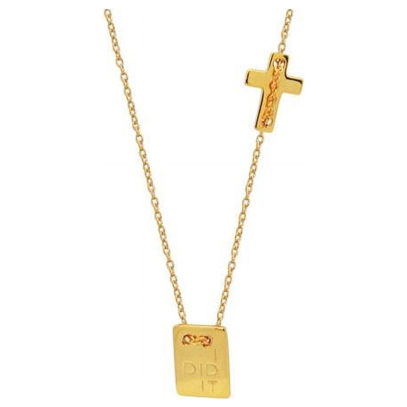 551186g 15.5 In. Celebration I Did It Gold Plaque Charm Sterling Silver Necklace