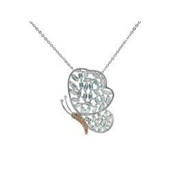 711124 High Luxe Sparkling Baguette Butterfly Necklace, Sterling Silver