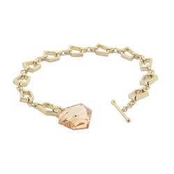 722112 7.5 In. Sterling Silver 18k Gold Plated Prismas Link Bracelet - Large Citrine Cubic Zirconia Stone Toggle Clasp