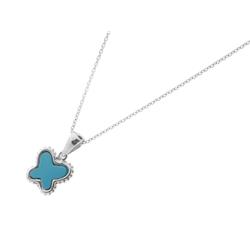 761141t 16 In. Turquoise Butterfly Pendant Necklace In Vermeil