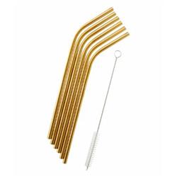 Chg-ss-gld-6pk Stainless Steel Straws, Gold - Pack Of 6